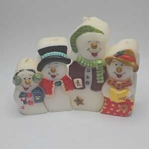 Festive Snowman Family Holiday Candles - Multicolor